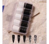 10 rouleaux de stickers de transfert de folie d'art pour ongles avec fleurs en dentelle mélangées. Accessoires de nail art DIY Blocs de couleurPET