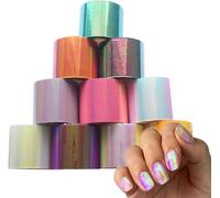 10 Rouleaux Holographique Foil Ongle Nail Art, Aurora Ciel Étoilé Deco Ongle Nail Art Sticker, 4cm X 50m Colle Foil Deco Ongle Nail Art Décorations Et Accessoires Pour Les Autocollant Ongle