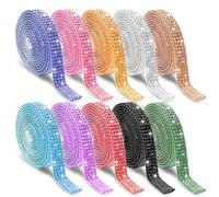 10 Rouleaux Ruban à Paillettes Ruban de Diamant en Cristal Auto-Adhésif 1 Yard 4 Rangées Ruban de Strass en Pierre Scintillante Ruban de Diamant pour Bricolage Mariage Fête Décoration