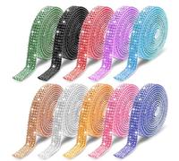 10 Rouleaux Ruban Strass Auto-Adhésif 1 Yard 4 Rangées Paillettes Ruban Cristal Diamant Colorées Pierre Strass Bandes Cristal pour Bricolage Téléphone Portable et Décoration de Voiture