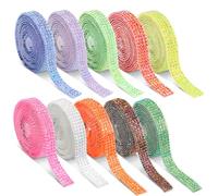 10 Rouleaux Rubans Strass Auto-Adhésifs, Bandes Éblouissantes Cristal Pailleté Multi-Usages Bande Autocollante à Strass pour Décoration Artistique Artisanale pour Tasse Téléphone Ordinateur