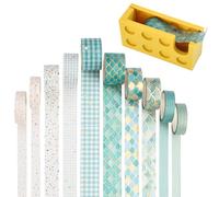 10 Rouleaux Washi Tape Ruban Adhésif Papier Décoratif, Maigre Ruban de Masquage Décoratif Bohème, Vintage Décoratif Masking Tape Set avec Dévidoirs, Scotch Scrapbooking pour Bricolage, Bullet Journal