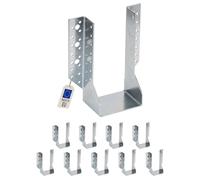 10 Sabots de charpente à ailes extérieures Connecteurs de poutres - Acier galvanisé - Larg 100 x Ht 202 mm - Fabriqué en Europe