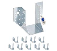10 Sabots de charpente à ailes extérieures Connecteurs de poutres - Acier galvanisé - Larg 64 x Ht 100 mm - Fabriqué en Europe