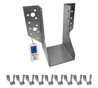 10 sabots de charpente à ailes extérieures - Connecteurs de poutres - Acier galvanisé - Larg 64 x Ht 130 mm - Fabriqué en Europe