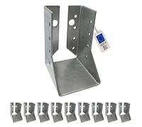 10 sabots de charpente à ailes intérieures - Larg 60 x Ht 100 mm - Connecteurs de poutres - Acier galvanisé - Fabriqué en Europe