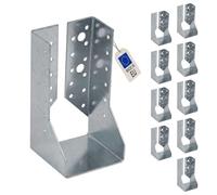 10 sabots de charpente à ailes intérieures - Larg. 76 x Ht. 154 mm - Connecteurs de poutres - Acier galva - Fabriqué en Europe