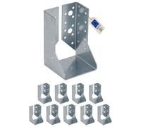 10 sabots de charpente à ailes intérieures - Larg. 80 x Ht. 122 mm - Connecteurs de poutres - Acier galva - Fabriqué en Europe