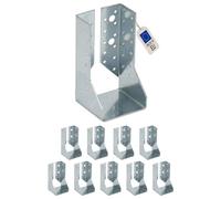 10 sabots de charpente à ailes intérieures - Larg. 80 x Ht. 152 mm - Connecteurs de poutres - Acier galva - Fabriqué en Europe