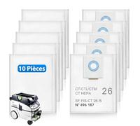10 Sac Filtrants Compatible avec Festool CT 26/CTM 26 E/CTL 26 E Aspirateur