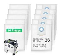 10 Sac filtrants Compatible avec Festool CT 36/CTM 36 E/CTL 36 E Aspirateur