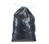10 Sac Poubelle 100 Litres Qualité Pro Noir Fermeture à Lien Coulissant Poignée Coulissante, Ultra Résistant Anti-Fuites pour poubelle ronde ou carrée, sac Recyclable aux Normes CEE 82 x 90 cm