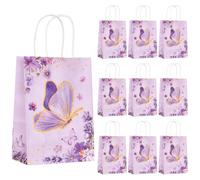 10 Sachets Cadeaux Papillons (15 * 8 * 21cm), Sachets Créatifs en Papier Coloré Avec poignées, Parfaits pour Les Anniversaires, Noël, Les Baby Showers et Les Friandises pour Enfants (Violet-1)
