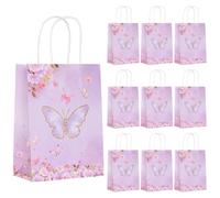10 Sachets Cadeaux Papillons (15 * 8 * 21cm), Sachets Créatifs en Papier Coloré Avec poignées, Parfaits pour Les Anniversaires, Noël, Les Baby Showers et Les Friandises pour Enfants (Violet)
