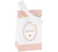 10 sachets carton baptême 7.5x12.5x4.5cm rose - arty fetes factory 95934