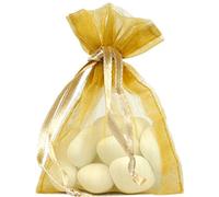 10 Sachets en Organdi Or - 7,5 cm x 10 cm - pour Dragées