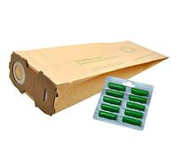 10 sacs à poussière adaptés au Vorwerk Kobold 118 119 120 121 122, avec BRIDE EXTRA FORTE, y compris 10 cartouches parfumées Dufties "Prairie d'été"