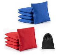 10 Sacs de Haricots, Étanche Bean Bags avec Sac à Cordon, Mini Cornhole pour Le Lancer Sports Outdoor Family Games Kids Toys Hand Toss Games (Rouge + Bleu)