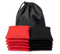10 Sacs de Haricots, Étanche Bean Bags avec Sac à Cordon, Mini Cornhole pour Le Lancer Sports Outdoor Family Games Kids Toys Hand Toss Games (Rouge + Noir)