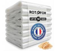10 sacs Rotofor de récupération à copeaux et poussières de bois en plastique - Résistants - Transparents - Fabrication française - D. 400 MM X L. 1100 MM X ÉP. 150 MICRONS