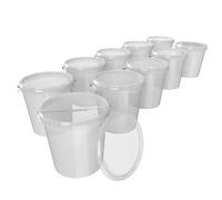 10 seaux de rangement avec couvercle, 30 l, fabriqués en Allemagne, sûrs pour les aliments, stables, hermétiques, transparents, pour le stockage des aliments, des fournitures de bureau, de la chambre
