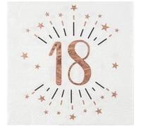10 serviettes papier âge 18 ans 33cm or rose - chalayer 000735000000018 Rose G