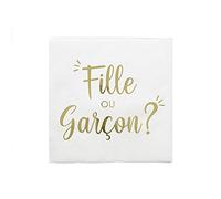 10 SERVIETTES PAPIER GENDER REVEAL 33CM BLANC
