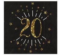 Santex Serviettes papier Joyeux anniversaire Noir et or Lot de 10 33 x 33 cm