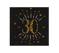 Santex Serviettes papier Joyeux anniversaire 10 pièces noir et or 33 x 33 cm