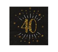 Generique Serviettes papier Joyeux anniversaire 33 x 33 cm Noir et or Lot de 10