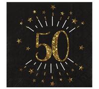 Santex Serviettes papier Joyeux anniversaire Noir et Or 33 x 33 cm 10