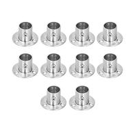 10 Set Stainless Steel Flanged Holder Base for Closet Rod Heavy Duty 25mm Tube Bracket with Adjustable Screw Mounting Brushed Finish Hardware for Wardrobe Shelf Bed Frame (Bride haute Φ19)