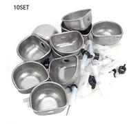 10 Sets Stainless Steel Rabbit Drinker, Rabbit Water Bowl for Cage, No - Hose Tee Connector with Clamp Plate, Durable Farm Waterer for Rabbits Fox Marten Breeding (Tee-Shirt Fendu)