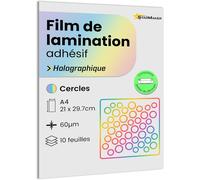 10 Sheets A4 Holographic Cold Laminating Film-Laminating Sheets Self Adhesive Photo Laminate And Stickers-Compatible With Cutting Plotter (Circles)