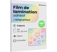 10 Sheets A4 Holographic Cold Laminating Film-Laminating Sheets Self Adhesive Photo Laminate and Stickers-Compatible with Cutting Plotter (Hearts)