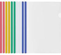 10 Sheets Transparent A4 Sliding Folder With Sliding Bar Binding,Plastic Document Folder Covers For School Office Home Documents Organizer (5 Colours)