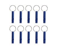 10 Sifflets d'Urgence en Aluminium, Sifflets de Survie d'Urgence Super Forts Sifflets de Sécurité en Plein Air Porte-clés pour Sports de Plein Air Camping Randonnée Bateau Chasse (Bleue)