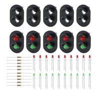10 Signaux Ferroviaires ABS avec LEDs Vert 10 Signaux Ferroviaires | LEDs 3mm incluses, couleurs vert et , tension pour 3v, courant 20mA, idéal échelle HO OO