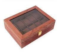 10 slots boîte de montre boîte de montre boîte de rangement présentoir boîte de montre vitrine organisateur pour 10 montres (brun)