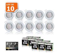 LampesEcoEnergie 10 SPOTS LED DIMMABLE SANS VARIATEUR 7W eq.56w BLANC CHAUD ORIENTABLE FINITION BLANC