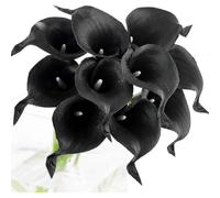 10 Stems Of Real Touch Calla Lilies Artificial Flower Bouquet, Perfect for Wedding, Bridal, Party, Home Office Dcor Diy (black)