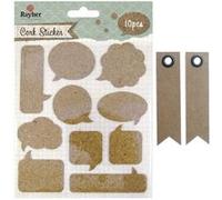 10 stickers bulles en liège + 20 étiquettes kraft Fanion Marron