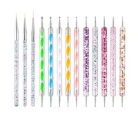 10 Stylos Perceurs À Points Nail Art Et 3 Stylos À Dessin, Accessoires De Beauté Nail Art À Deux Têtes, Outils De Fleur À Points De Peinture Au Doigt, Stylos À Indentation En Acrylique.
