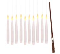 10 Suspendus Halloween Déco LED Tafel-Kerzen Baguette Magique Magie Volant Blanc
