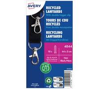 10 tours de cou recyclés avec double mousqueton - 44 x 2 cm - Noir