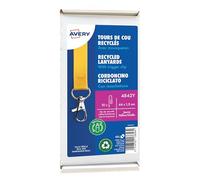10 tours de cou recyclés avec mousqueton - 44 x 1,5 cm - Jaune