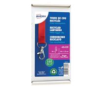 10 tours de cou recyclés avec mousqueton - 44 x 1,5 cm - Rouge