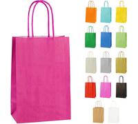 10 Tres Petit Sacs En Papier Avec Poignées Torsadées Pour Cadeaux Et Fêtes - Fuchsia - 140x210x80mm