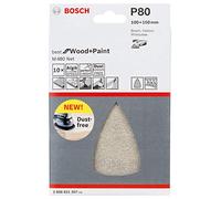 10 triangles de ponçage Bosch Professional M480 Best for Wood and Paint (Bois et peinture, grosseur de grain G80, Accessoires pour ponceuse Delta)