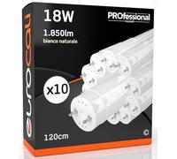 10 Tubes LED 18W 120cm T8 G13 avec Puce CREE et Starter 1850 Lumens Garantie 6 ans - Lumière Naturelle 4000K Haute Luminosité 102 lm/W - Matériau en Nano Plastique Remplacement Néons Garages Magasins